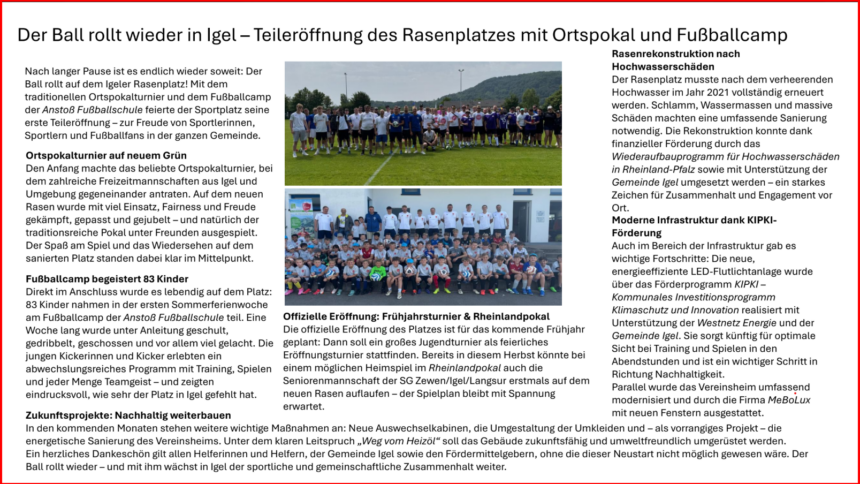 Text von "Der Ball rollt wieder in Igel"